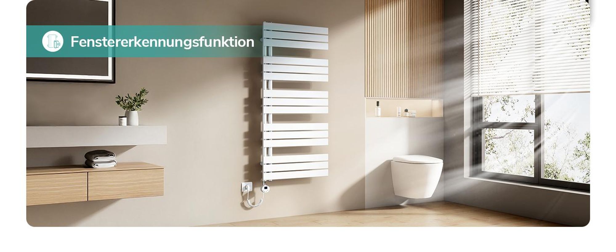 EMKE Badheizkörper Elektrisch mit Wifi App Steurung Thermostat Handtuchwärmer 1041X400mm Weiß Handtuchhalter 400W Handtuchtrockner