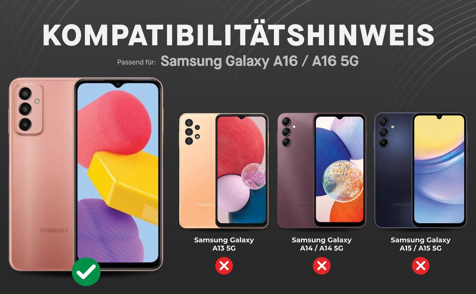 Kompatibilitätshinweise Displayglas für Samsung Galaxy A16