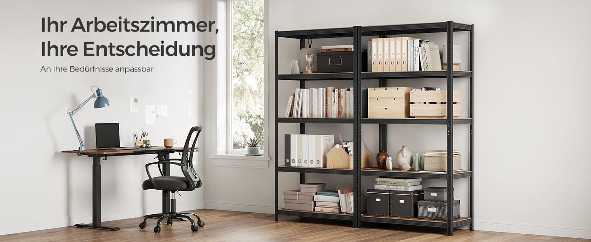 SONGMICS Standregal, Bücherregal, Lagerregal, 5 Ablagen, Küchenregal, Regal, 50 x 100 x 200 cm, bis 870 kg belastbar, verstellbare Ablagen, Industrie-Design, vintagebraun-schwarz GLR050B11