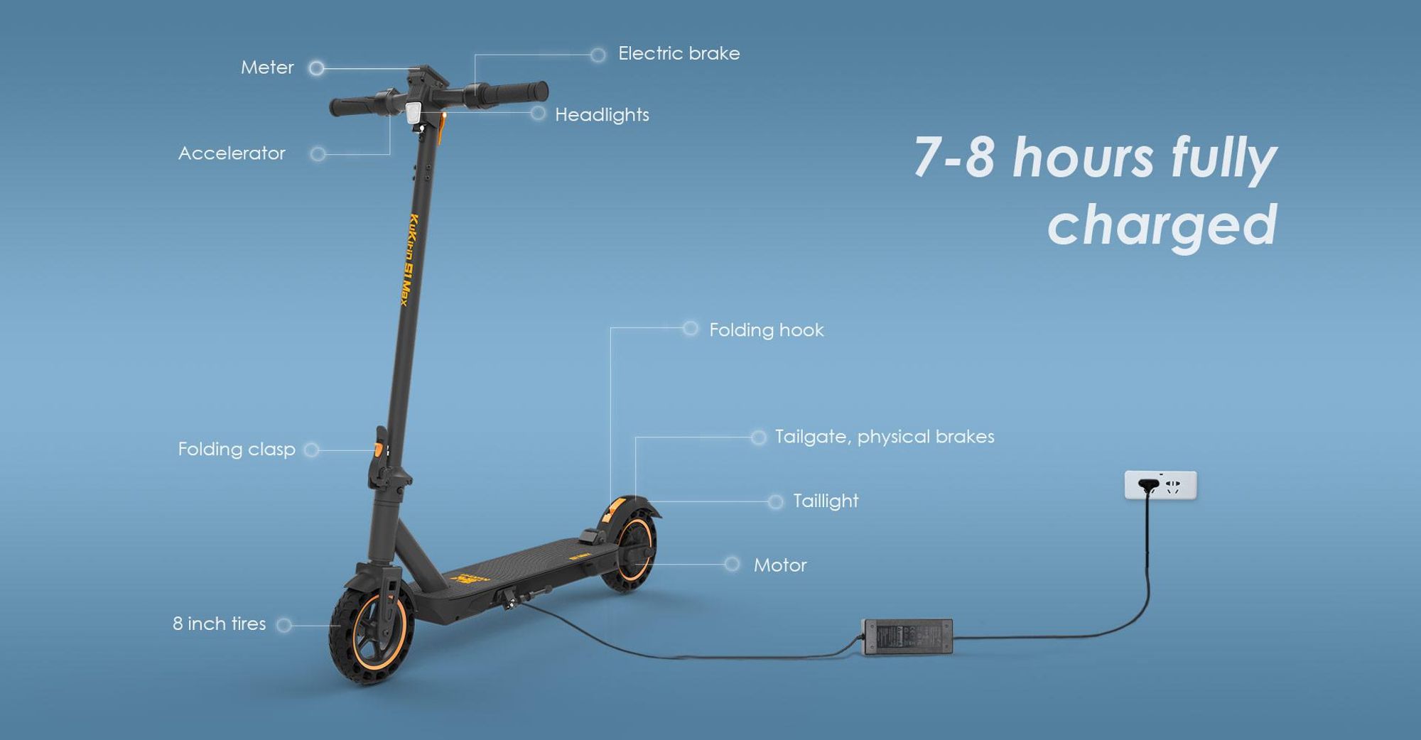 S1 Max - Trottinette Électrique Pliable - Batterie 36V 10,4Ah - Pneus 8 Pouces - Autonomie 39km - IP54 Imperméable - Nior