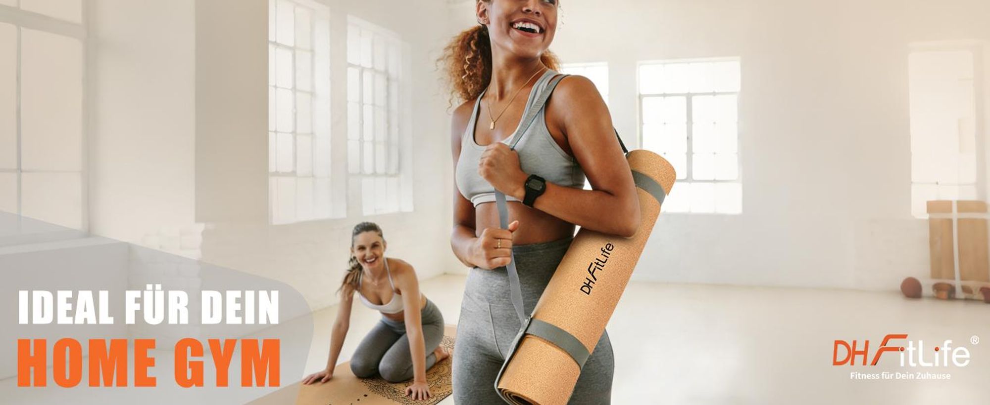 DH FitLife Kork Yogamatte, rutschfest, nachhaltig & schadstofffrei, inkl. Tragegurt, Kork + Naturkautschuk, für Yoga & Pilates