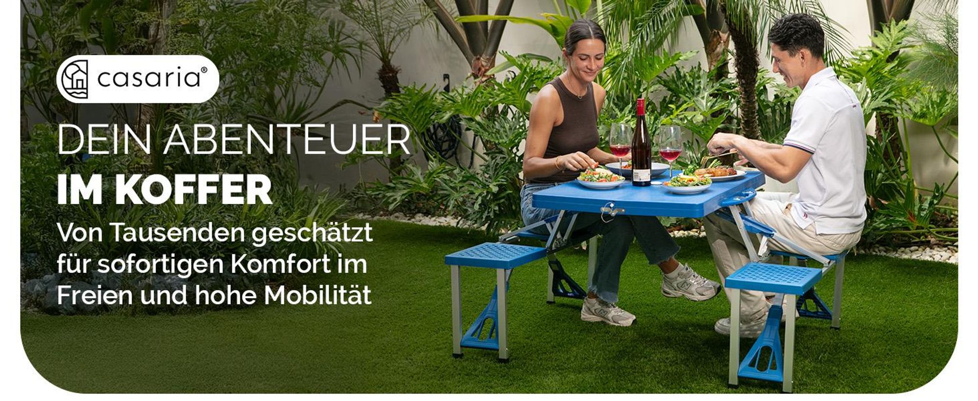 CASARIA Campingtisch mit 4 Sitzplätzen Blau