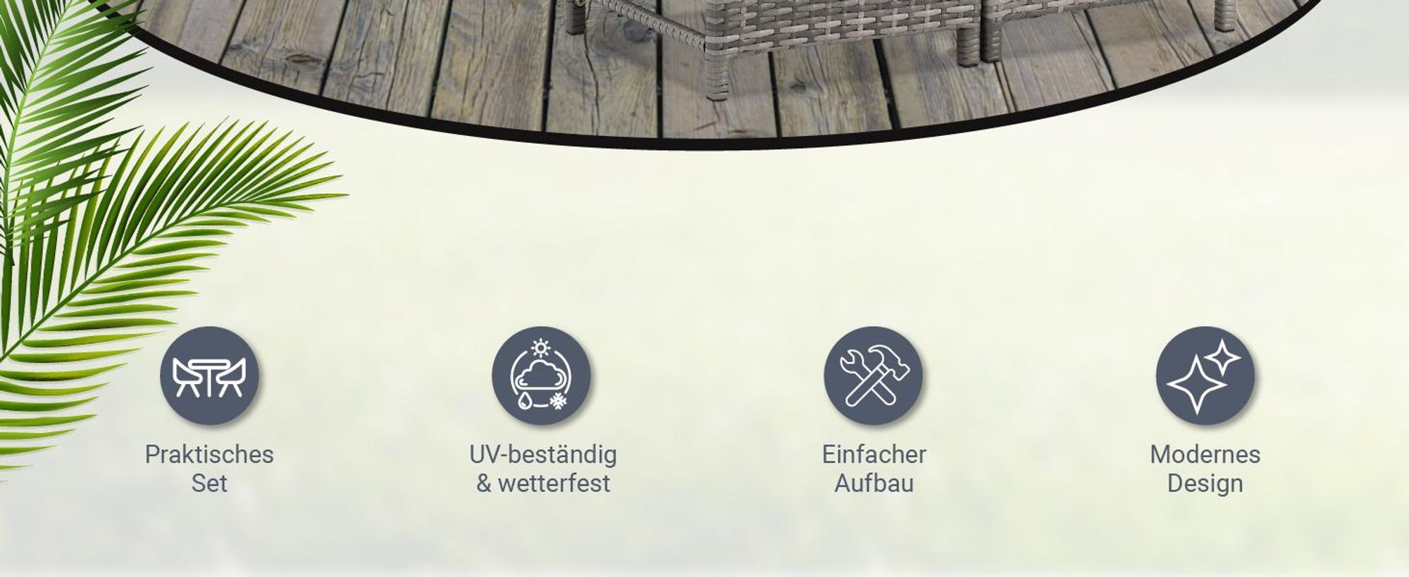 Juskys 2in1 Polyrattan Relax Gartenmöbel Set Jamaika - Tisch, Gartenlounge Sofa - Balkonmöbel Sitzgruppe für Balkon, Garten - Outdoor Lounge grau-meliert