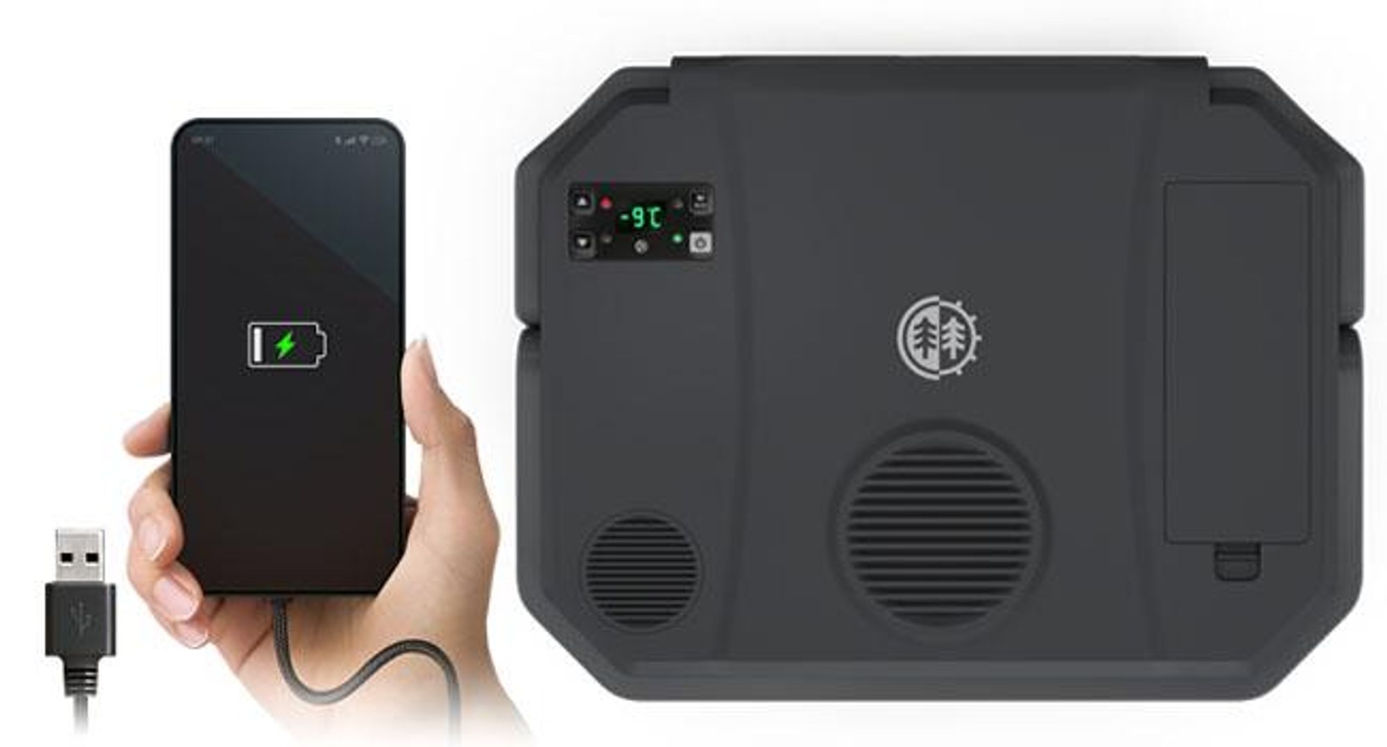 Peme Elektrische Kühlbox Trip 31,5L - Auto Camping Kühlschrank leise Bluetooth Lautsprecher Minikühlschrank Reise PKW LKW Outdoor, mit Strom & USB