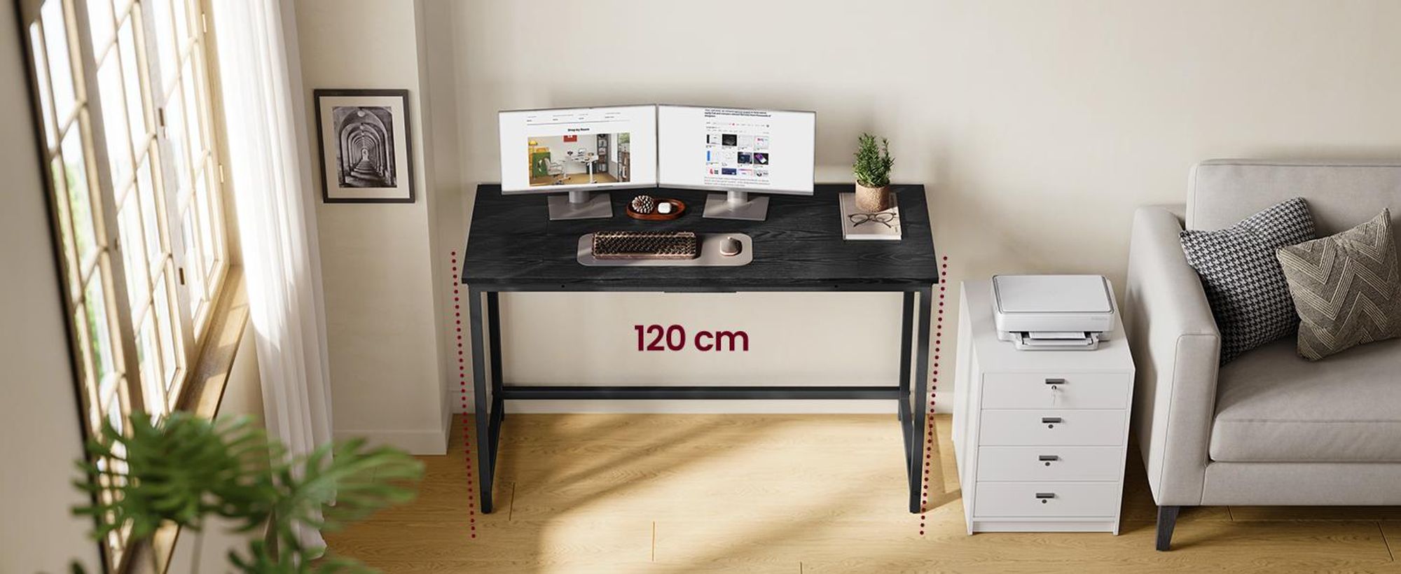VASAGLE Tisch für Homeoffice, stabiler Computertisch, leichter Aufbau, Schwarz