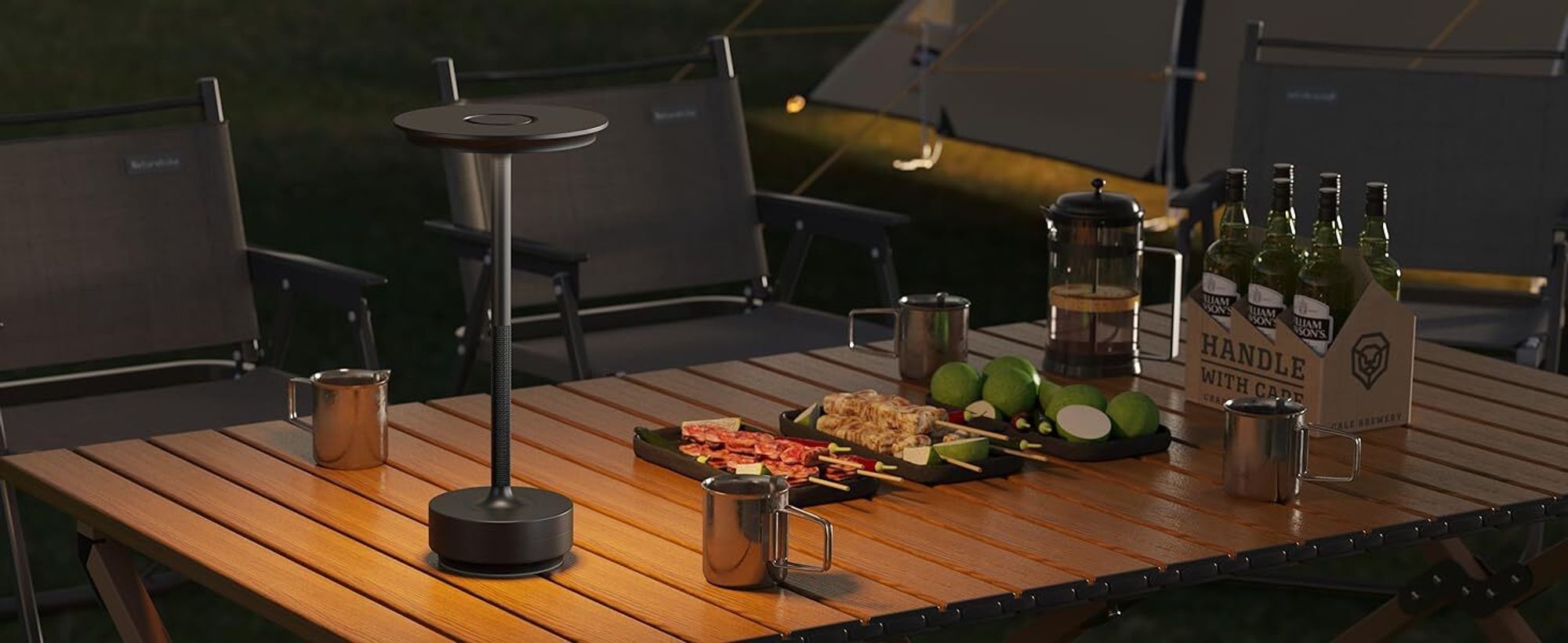 Kabellose Dimmbare LED Akku Tischleuchte Touch Tischlampe Lampe Wohnzimmer Nachttischlampen Dreifarbiges Licht Schwarz