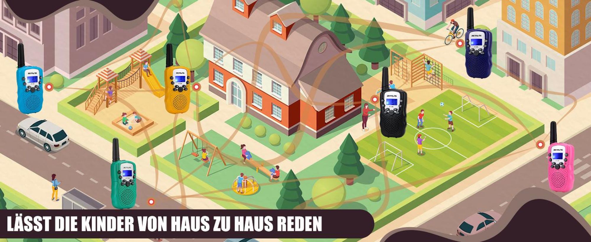 Retevis RT388 Walkie Talkie Kinder, Spielzeug ab 4-12 Jahre, Funkgerät mit Taschenlampe VOX DCS/CTCSS, Geschenke Kinder für Camping Spielen