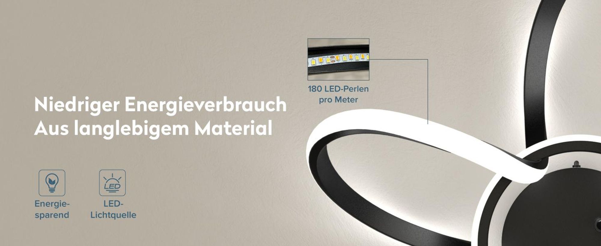 doporro Deckenlampe LED, Deckenleuchte dimmbar mit Fernbedienung, Modern Schlicht Lampe 65W für Wohnzimmer, Schlafzimmer Schwarz Alivetta25035