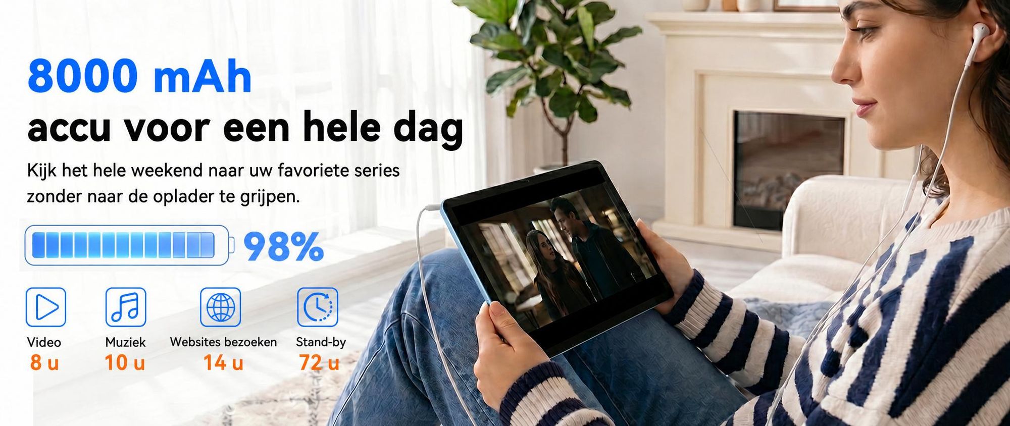TABWEE T70 11" Tablet, 32(8+24)+256GB, Android 16, 8000mAh, BT5.0, Face ID, Widevine L1, Rheinland, Inclusief toetsenbord, muis, stylus enz.