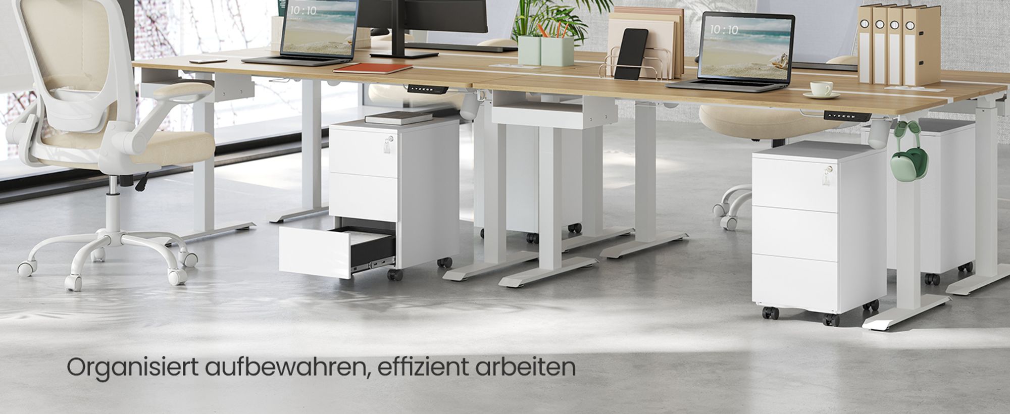 SONGMICS Schubladenschrank, Rollcontainer, Aktenschrank, Metallschrank, Druckertisch, abschließbar