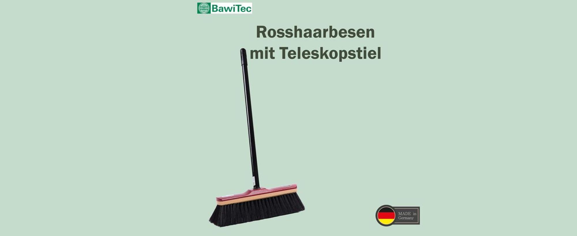 BawiTec Echt Rosshaarbesen 30cm mit Teleskopstiel Zimmerbesen Kehrbesen Rosshaar
