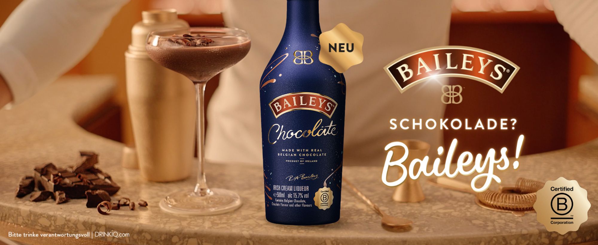 Baileys Chocolate, Original Irish Cream mit Belgischer Schokolade, 17% vol, 500ml Einzelflasche