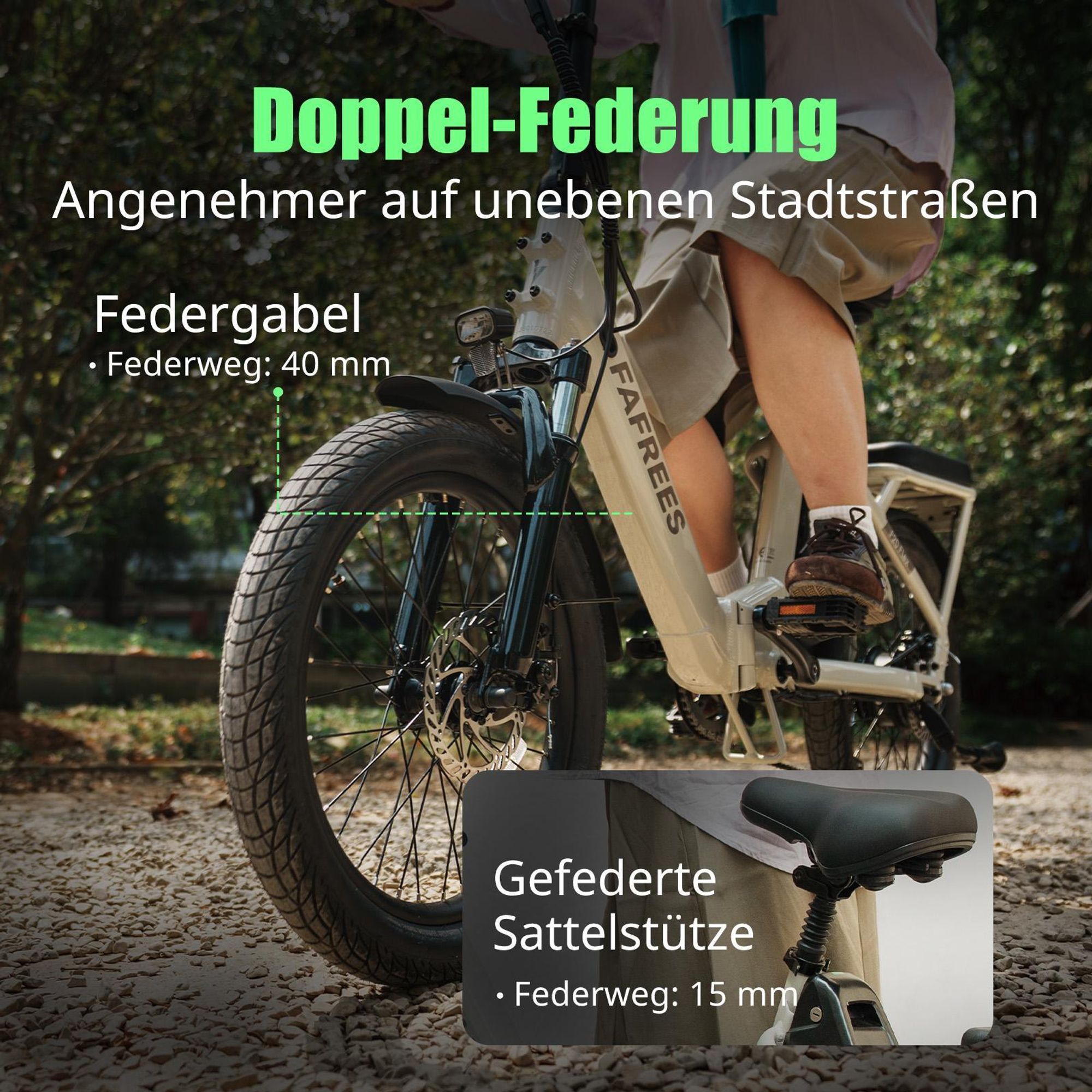 FAFREES F20 Flex Elektrofahrrad, 250-W-Motor, 36-V-20-Ah-Akku, Reichweite 75–100 km, mechanische Scheibenbremsen – Gunmetal