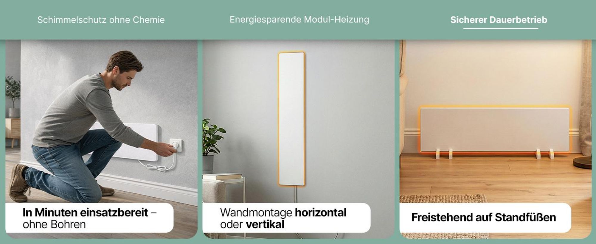 Heidenfeld Anti-Schimmel Heizung | Infrarotheizung - Schimmelentferner - Schimmel Frei - Wandheizung - Badheizung - Schutz ohne Chemie - Einzeln