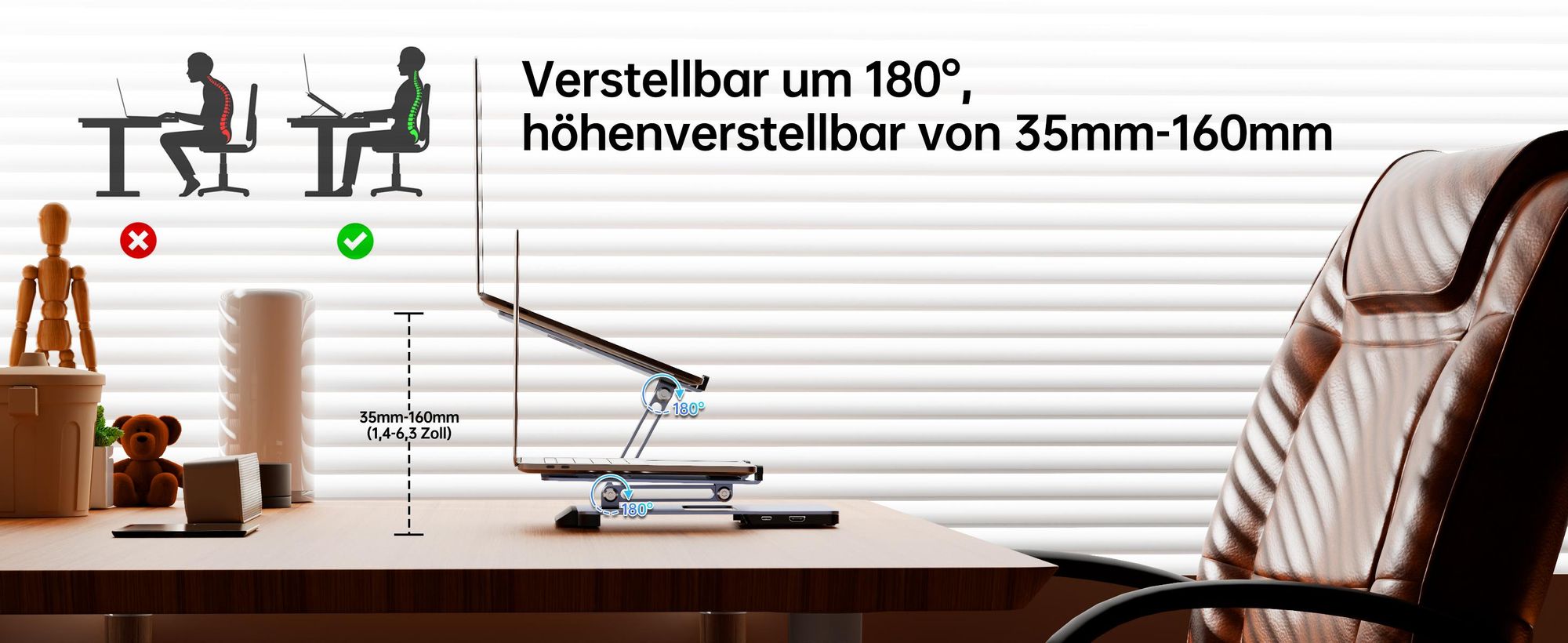 BENFEI Laptop-Ständer & -halterungen Laptop Ständer mit USB C 6in1 Dockingstation