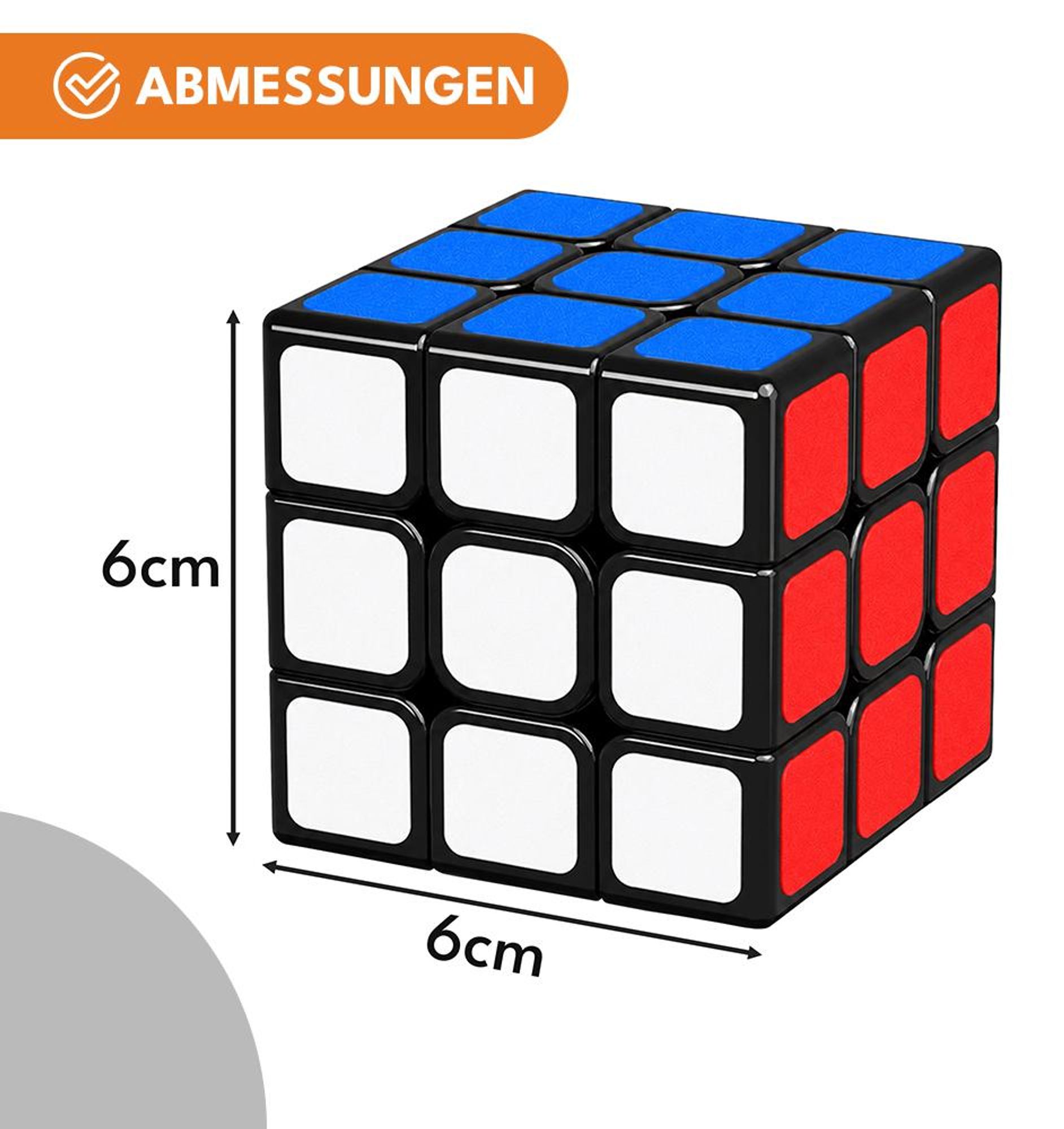 KRUMAD Speed Zauberwürfel 3x3, Magic Cube Puzzle Würfel, Denkspiel für Kinder Erwachsene, Rubik Game für Schule & Reise