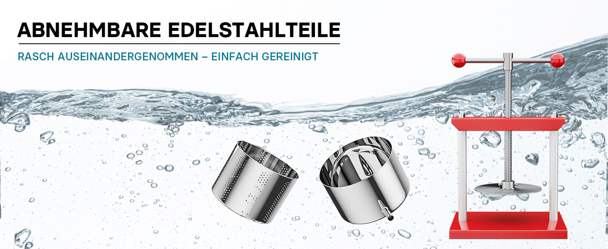 Wiltec Obstpresse 6L Weinpresse aus Stahl Edelstahlkorb Fruchtpresse mit 2-armigen Drehgriff Saftpresse Beerenpresse