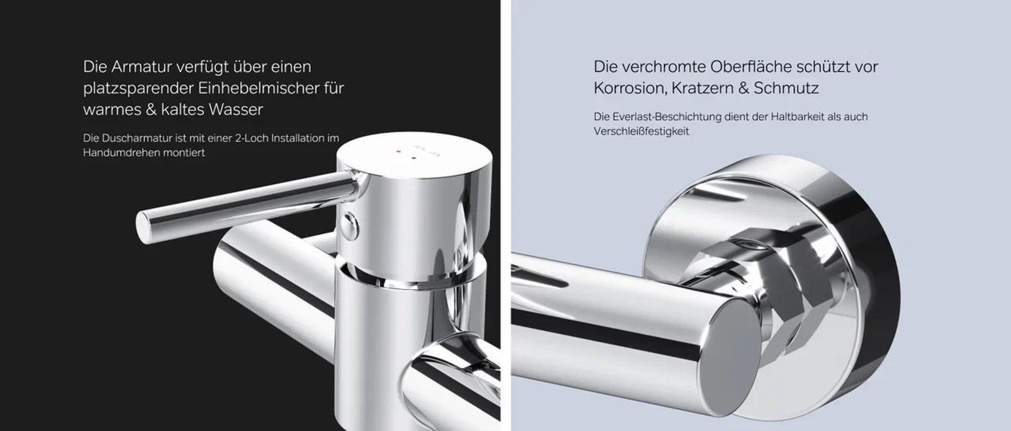 AM.PM Duscharmatur Einhebel Brausebatterie Chrom Armatur Mischbatterie Brausearmatur Brausebatterie Wasserhahn Bad Mischbatterie Dusche