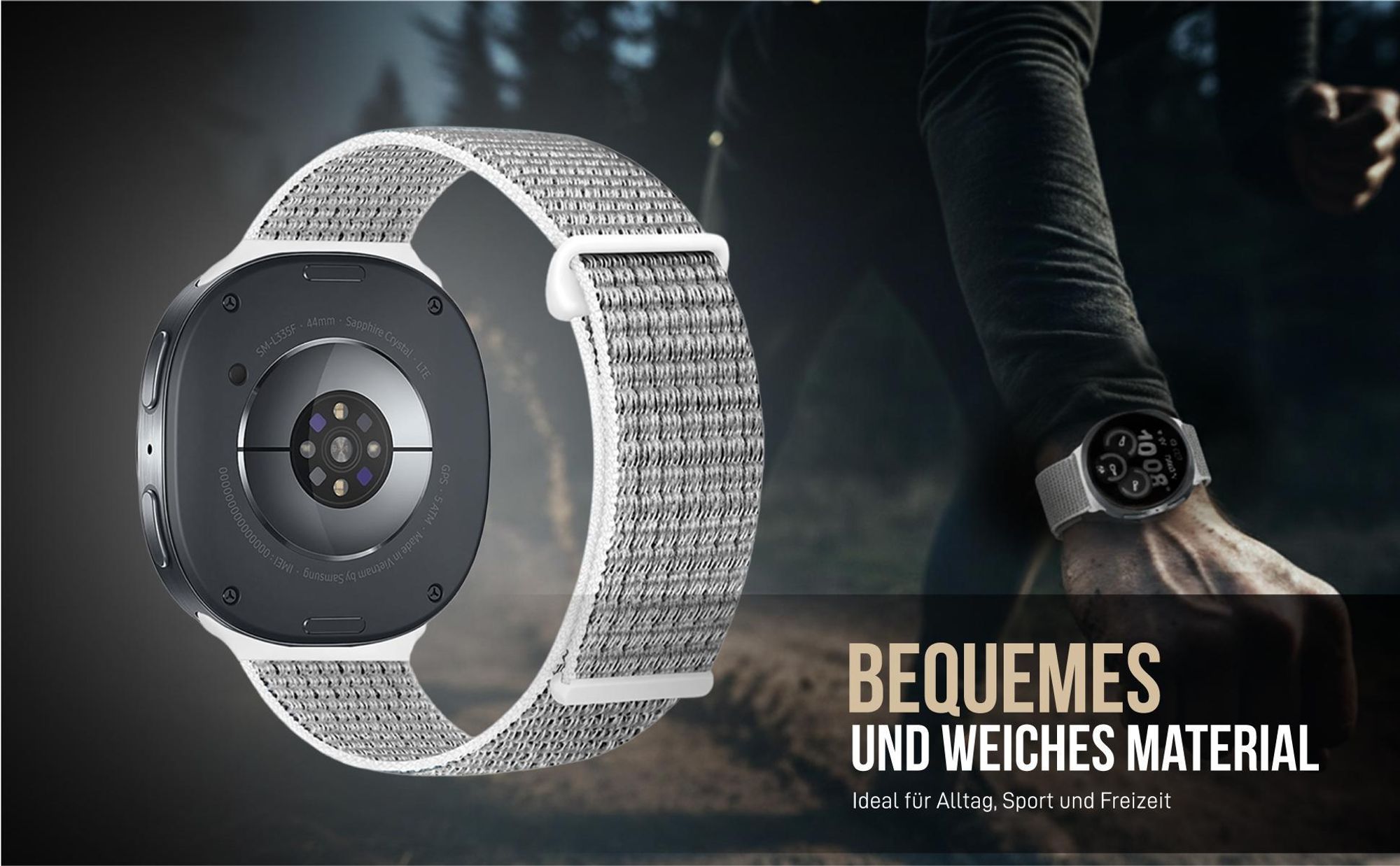 Graues Nylon Ersatzband für Samsung Galaxy Watch8 40mm