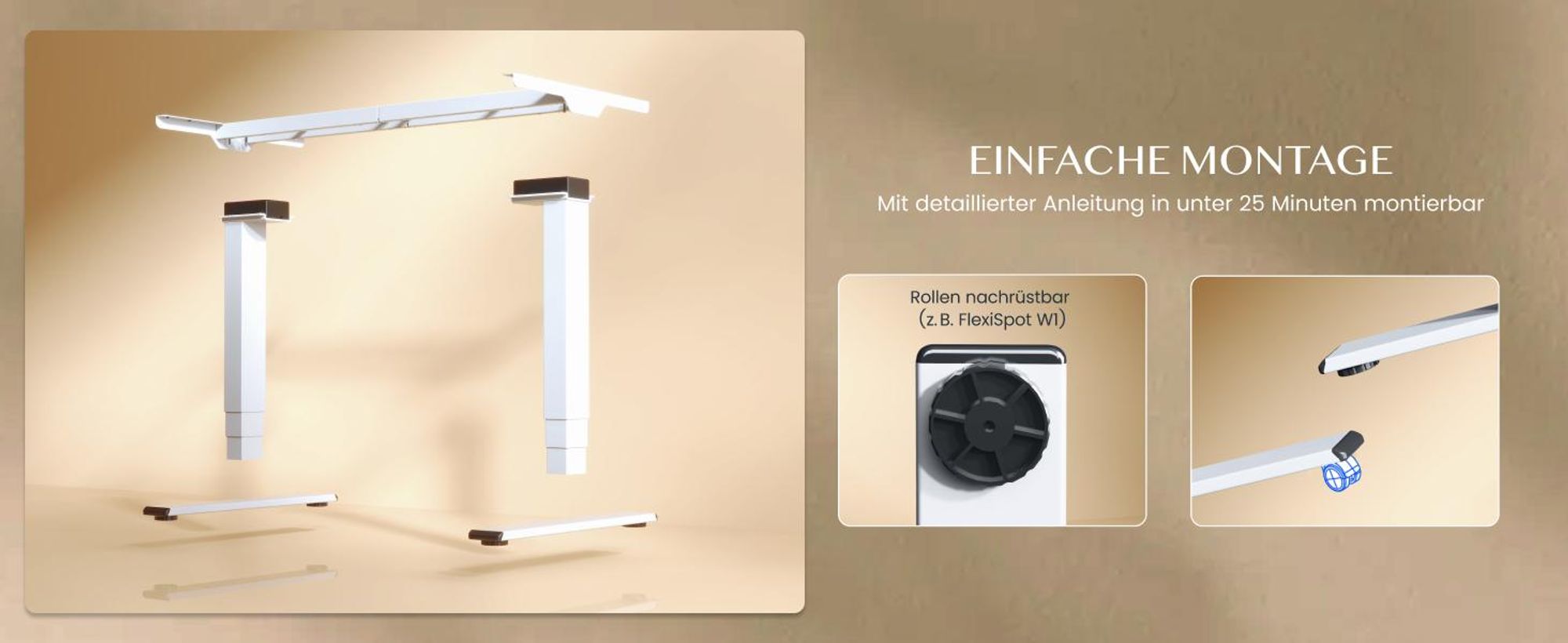 FLEXISPOT EC5 Pro Höhenverstellbarer Schreibtisch Elektrisch Tischgestell, 160KG Tragkraft, 2 starke Motoren, Piano-Tasten-Design, USB-Anschluss, Weiß