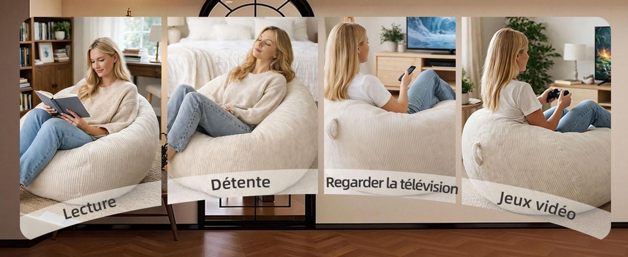 Fauteuil pouf géant pour adulte, rempli de blocs de mousse compressée, canapé au sol extra large et moelleux, chaise de lecture sans armature, circula