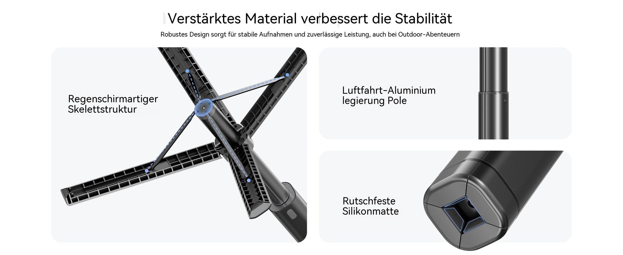 Auto-Tracking Handy Stativ mit Licht, 150cm 360° Selfie Stick mit Gesichtserkennung & Fernbedienung, 4-Bein Smartphone Stativ für Vlog, Schwarz