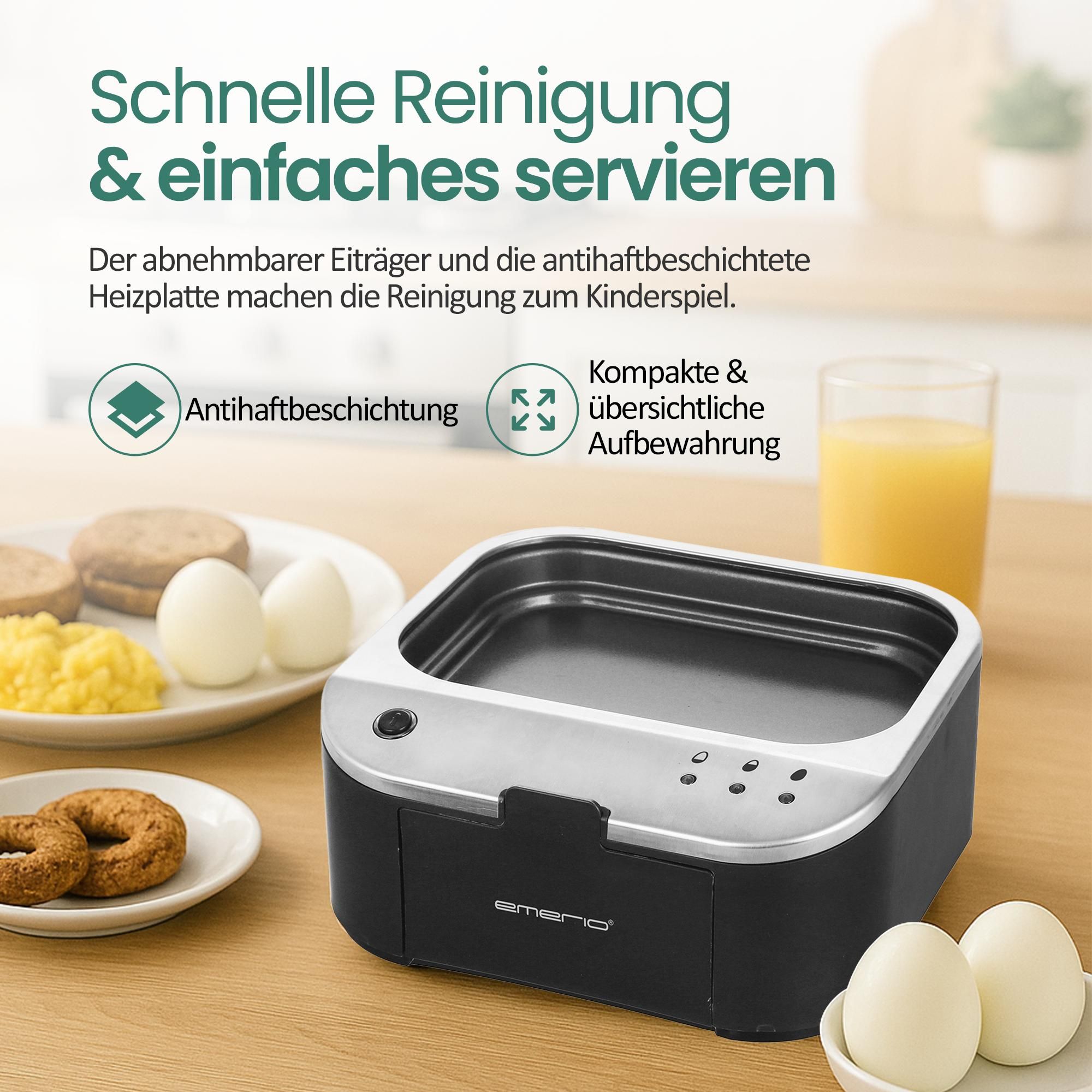 Emerio Smart Eierkocher - 6 Eier, 400W – Sprachansagen mehrsprachig (inkl. Deutsch) – weich/mittel/hart kochen – inklusive Messbecher - EB-123177.12