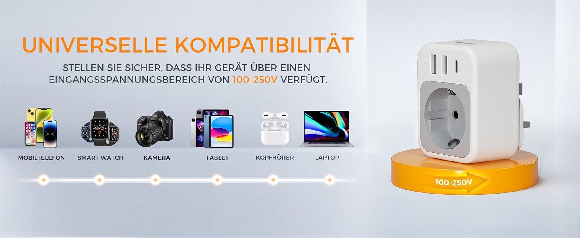TESSAN 2er Pack UK Adapter England Deutschland Stecker 4 in 1 Steckdosenadapter mit USB C und 2 USB A Typ G für London