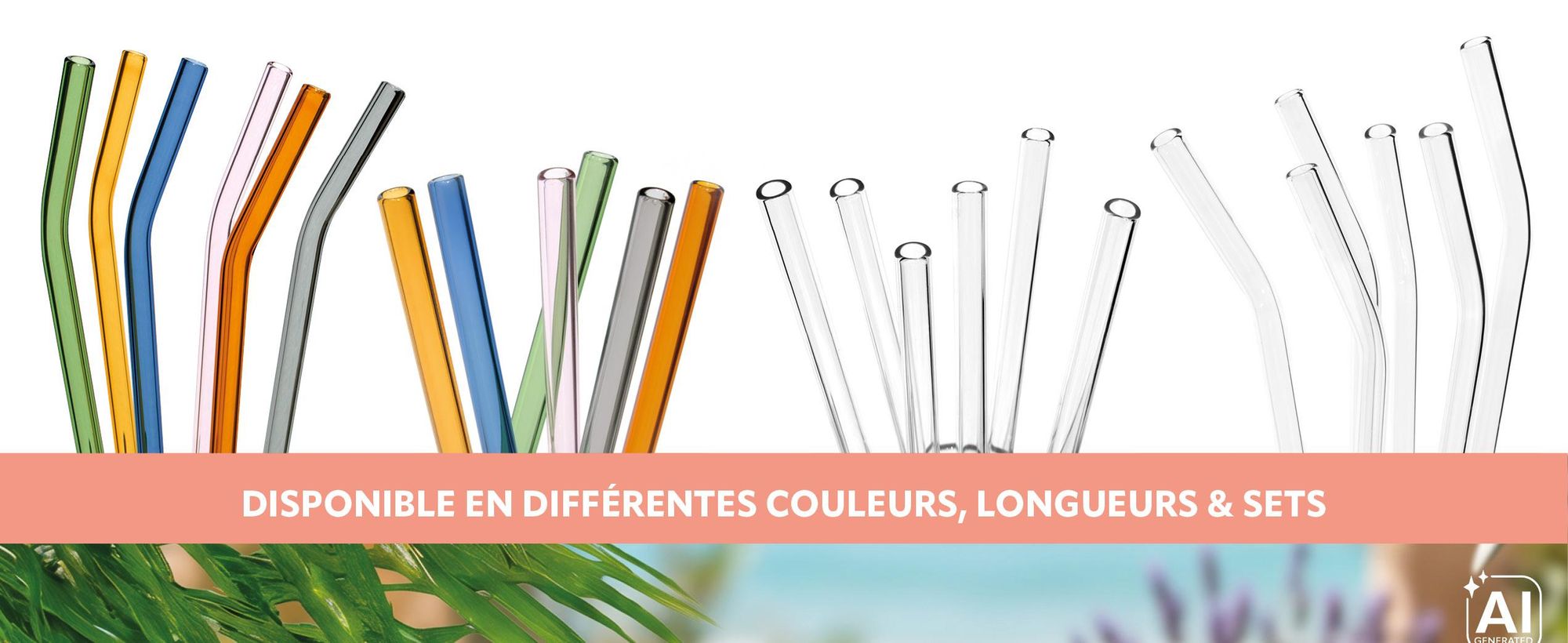 Pailles en verre dans un verre à cocktail