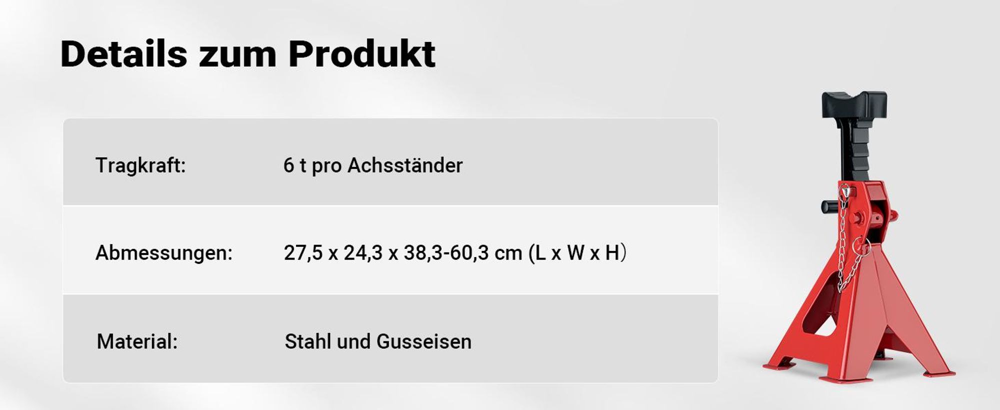 Wiltec 2 x Unterstellbock höhenverstellbar je 6 t Tragkraft, Stützböcke Hubhöhe 39-60,3 cm, Autobock mit Gummischutz, KFZ Bock mit Sicherungssplint