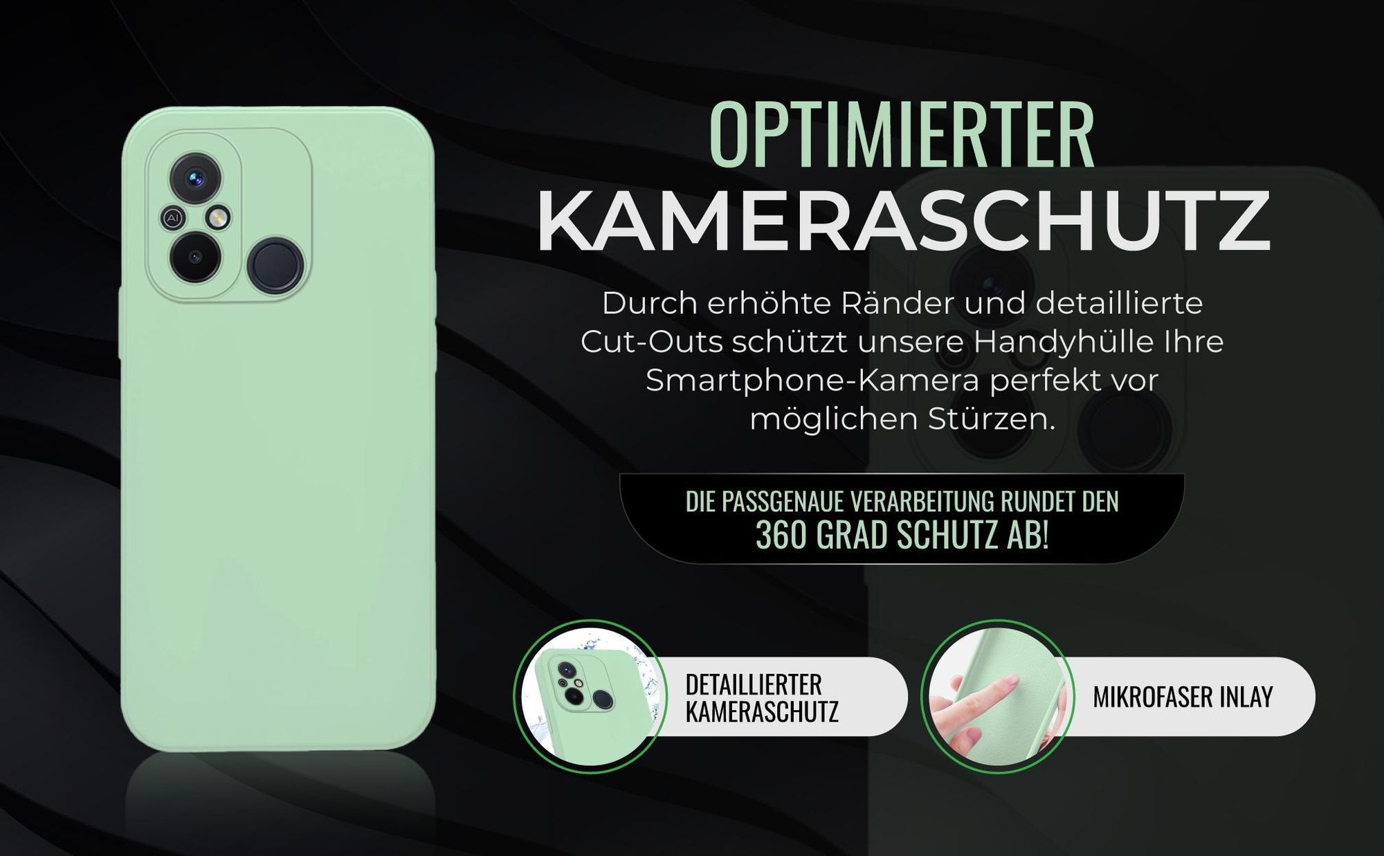 Handyhülle in Türkis für Xiaomi Redmi 12C in detailliertem Kamera Cutout
