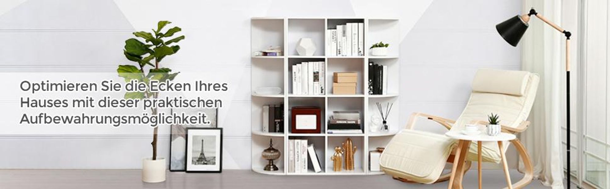 VASAGLE 4 Ebenen Eckregal, 129,5cm, Standregal, Bücherregal aus Holz, für Küche, Schlafzimmer, Wohnzimmer, Büro, weiß, LBC42WT