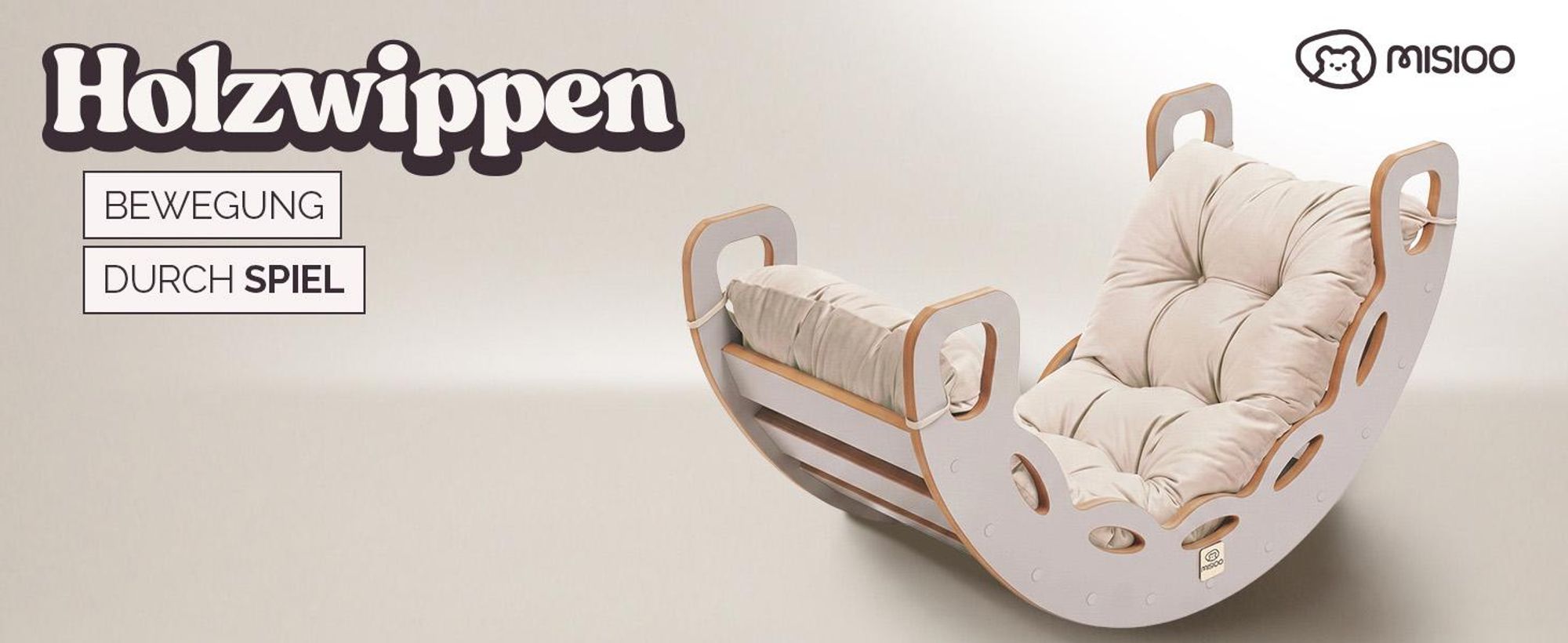 MISIOO Klettergerüst Indoor ab 1 Jahr, Montessori Kletterbogen 4in1 mit Rutsche, Kletterwand & Kissen, Holz Spielzeug für Baby und Kinder