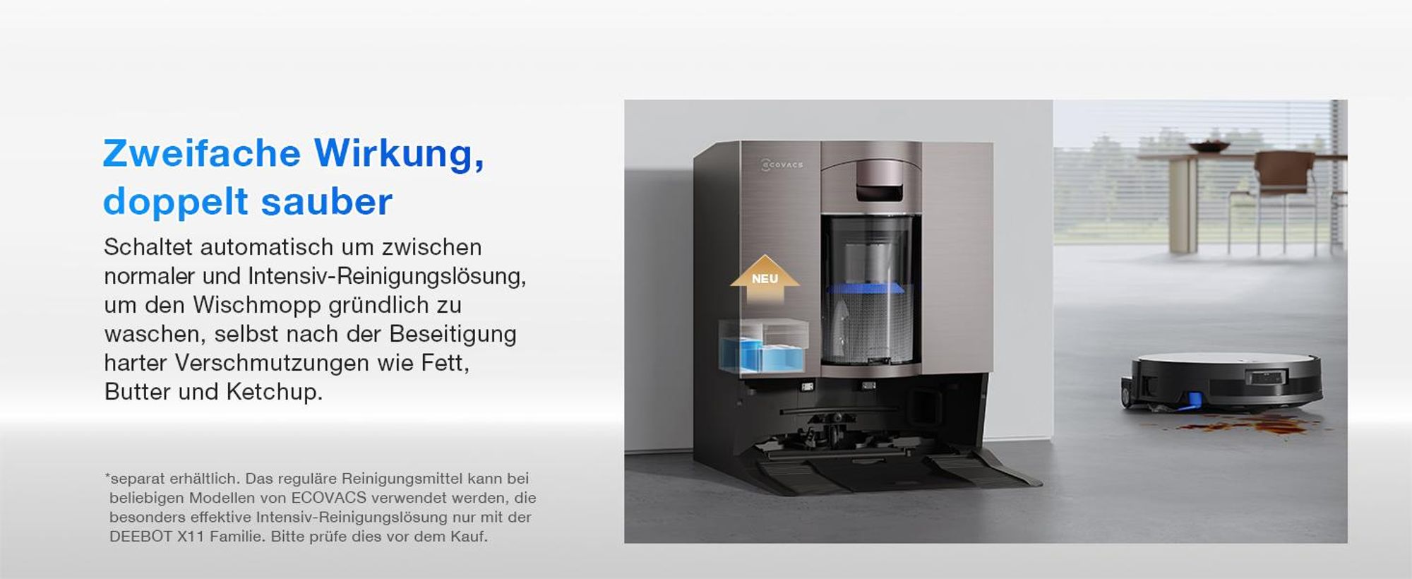ECOVACS DEEBOT X11 OMNICYCLONE Staubsauger Roboter mit Wischfunktion, Blast + 19.500 Pa, ultraschnelles Akkuladen, PureCyclone 2.0 Auto-Entleerung
