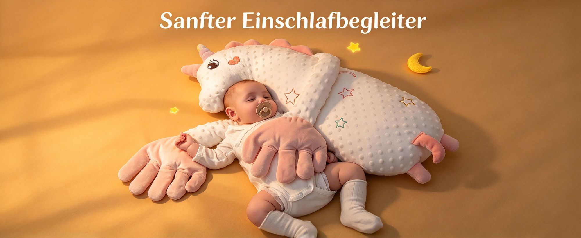Juksun Generisch Baby Sleeping Hand Schläger,Babyschlaf Hilfe,Beruhigendes Tätschenspielzeug, Mehrzweckgebrauch, Leichtes Design,75x23cm,rosa weiß