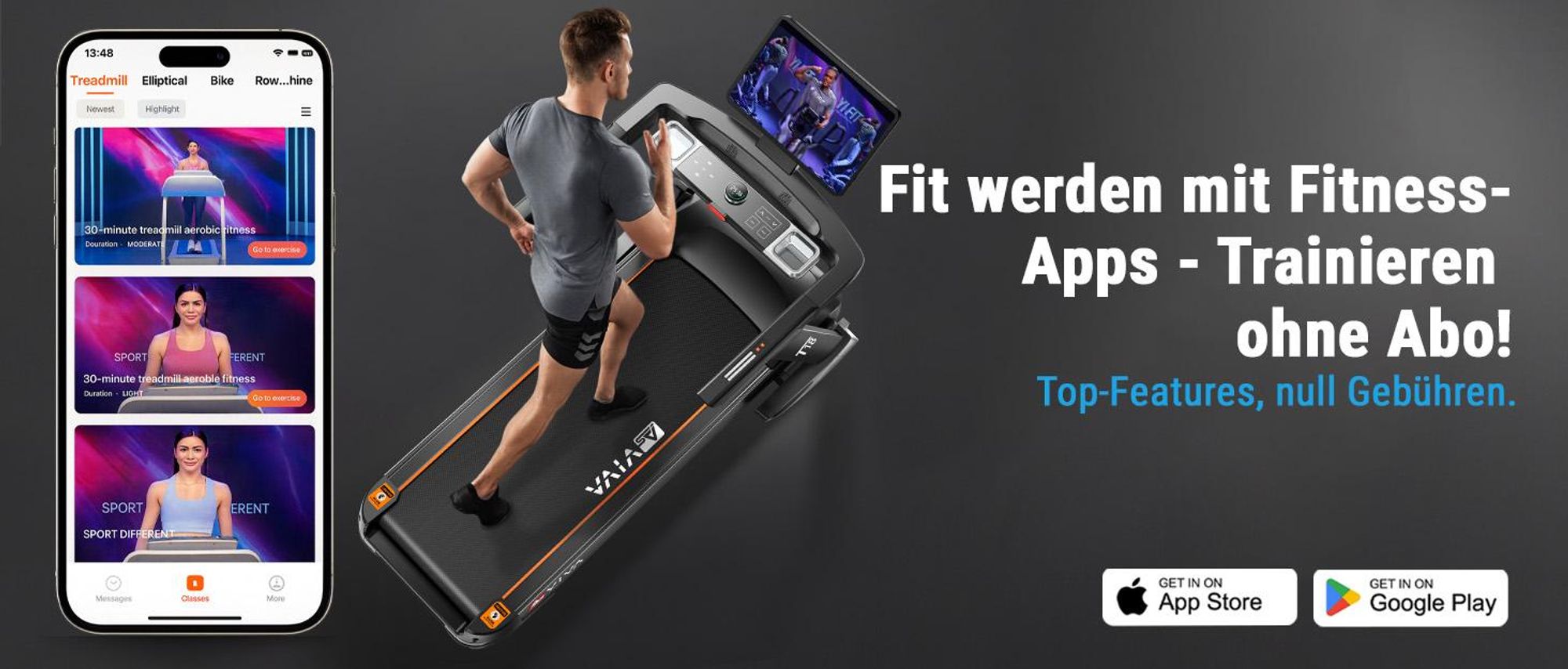 Laufband klappbar AsVIVA T18 Heimtrainer bis 20 km/h 15% Steigung mit Touchscreen Bluetooth bis 150kg für Zuhause