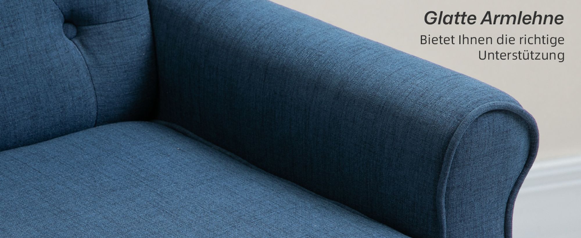 HOMCOM Ohrensessel Gepolstert Sessel mit Tufting, hoher Rückenlehne, Blau