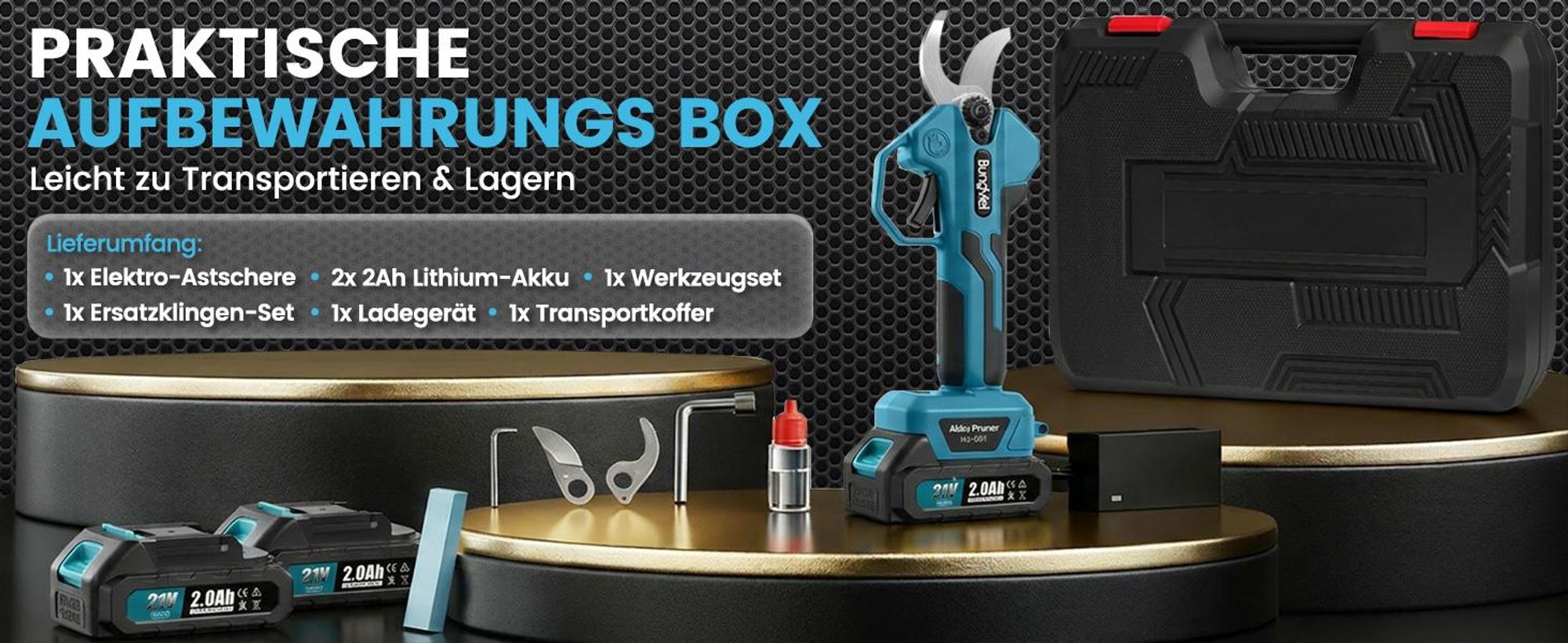 Akku-Astschere Bürstenloser Motor, Elektrische Gartenschere kompatibel mit Makita 18V Akku, mit 2x 2Ah Akku, 28-45mm Schnittdurchmesser für Zweige
