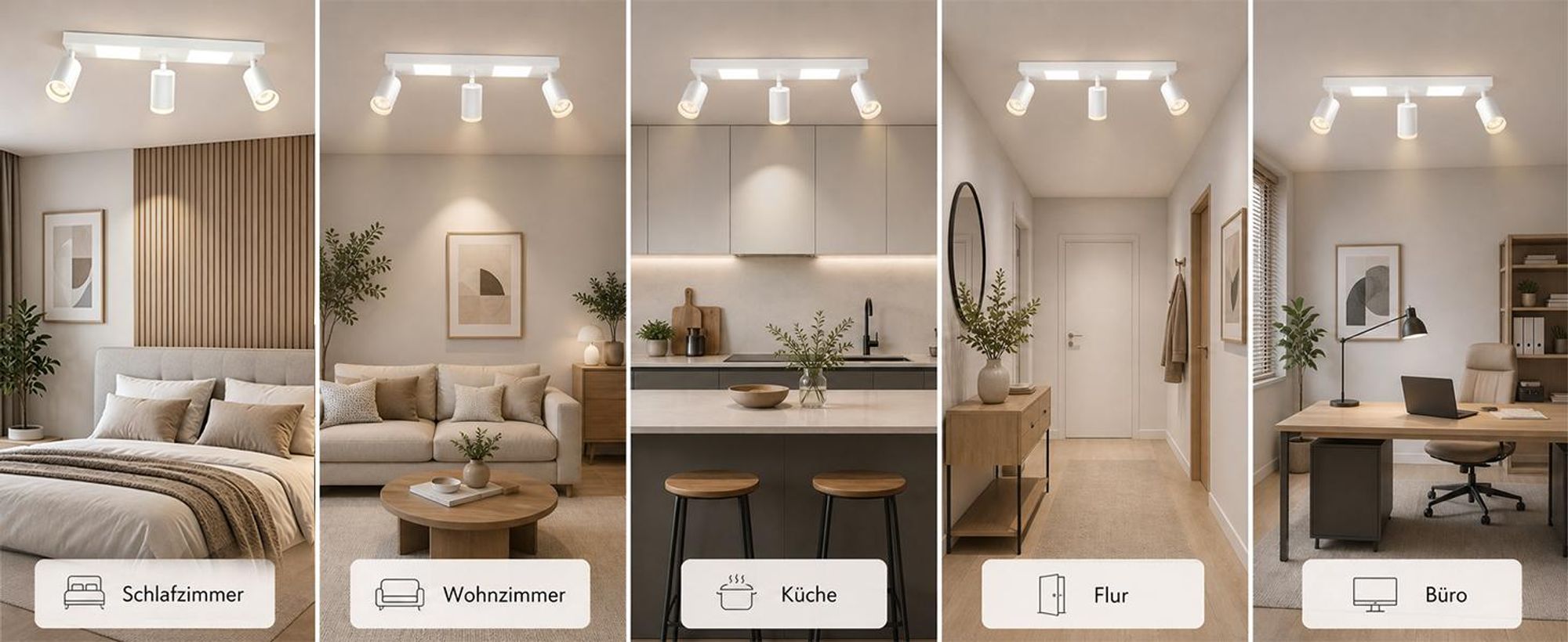 ZMH Deckenleuchte Led Deckenspot 3 Flammig GU10 Schlafzimmerlampe 3000k Weiß Küchenlampe 20W Deckenstrahler Schwenkbar Flurlampe Metall für Küche Büro