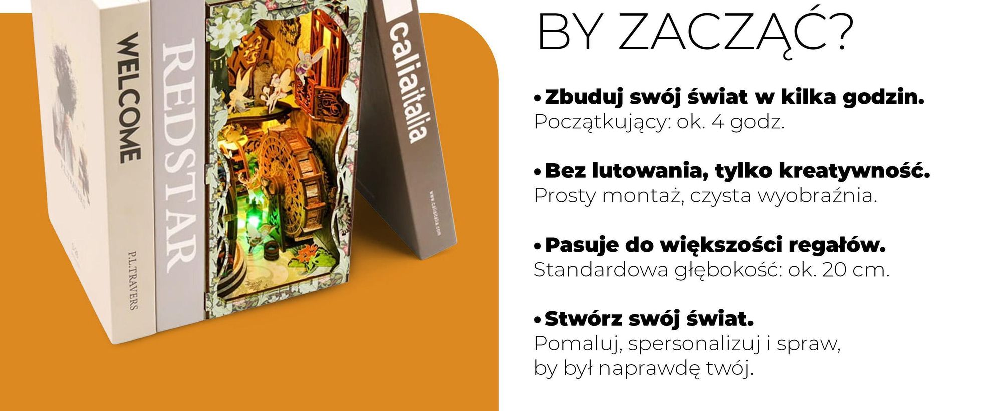 Habarri, Book Nook, DIY book nook, Puzzle 3D, 3d puzzle, dekoracja półki, na prezent
