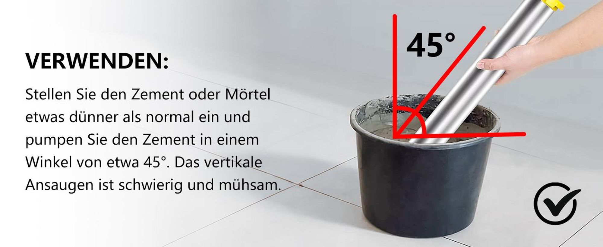 Fugenpistole für Mörtel, Edelstahl Mörtelspritze, Mörtelpresse für Fugenmassen Spachtel, Handmörtelpumpe, mit 5 Düsen