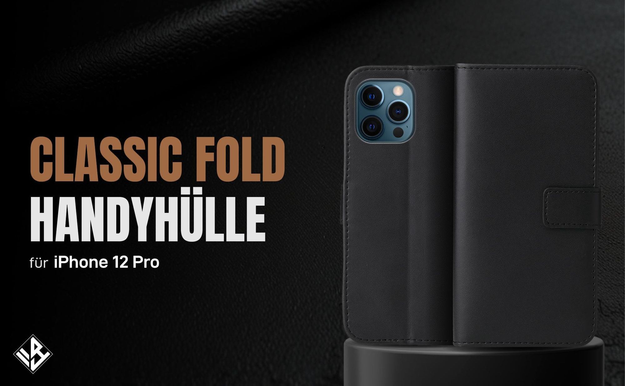 Schwarze Klapphülle für Apple iPhone 12 Pro mit Wallet-Funktion