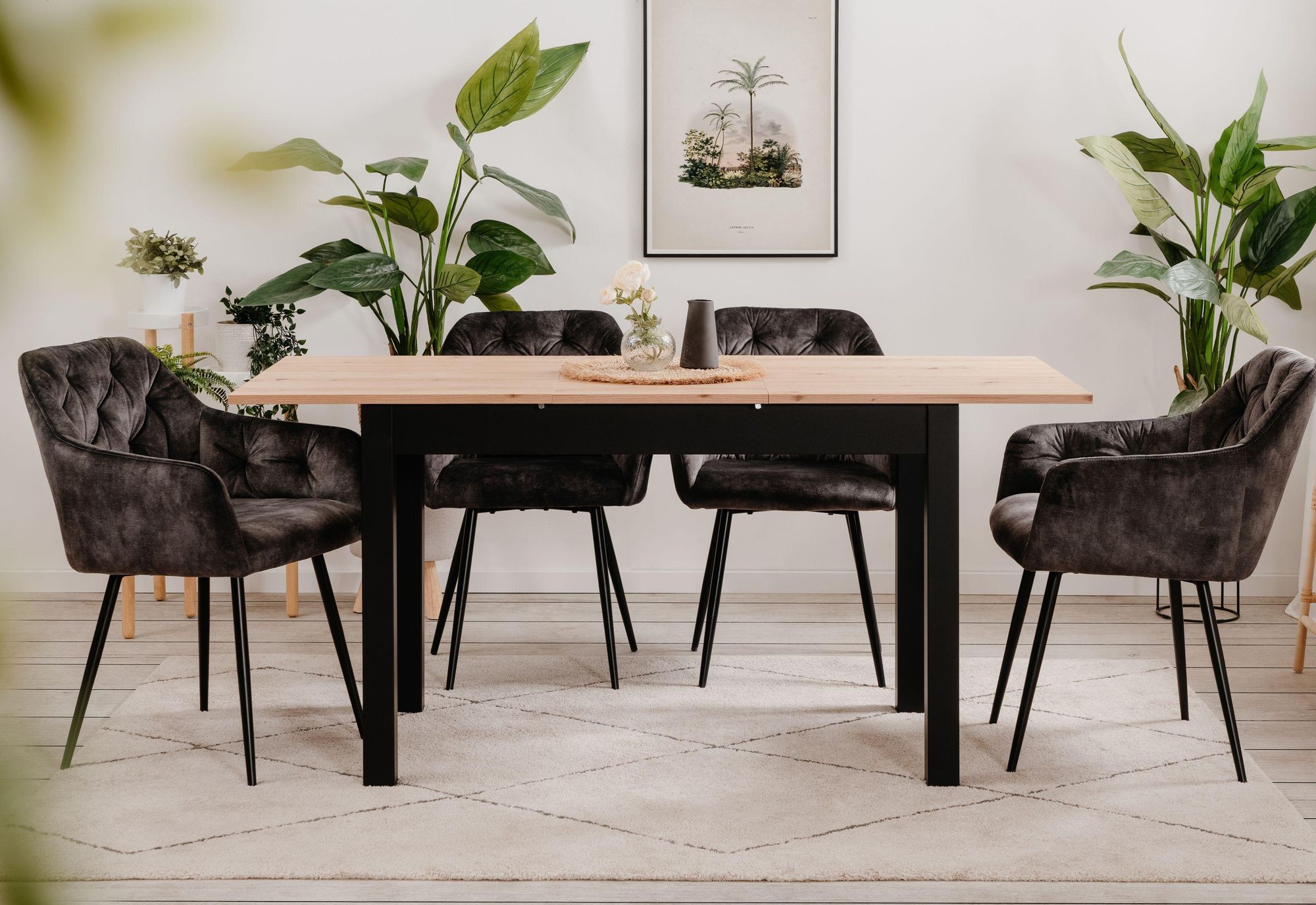 Esstisch >Coburg< ausziehbar 160cm – Flexibler Auszugtisch mit Melaminbeschichtung in Artisan Eiche/