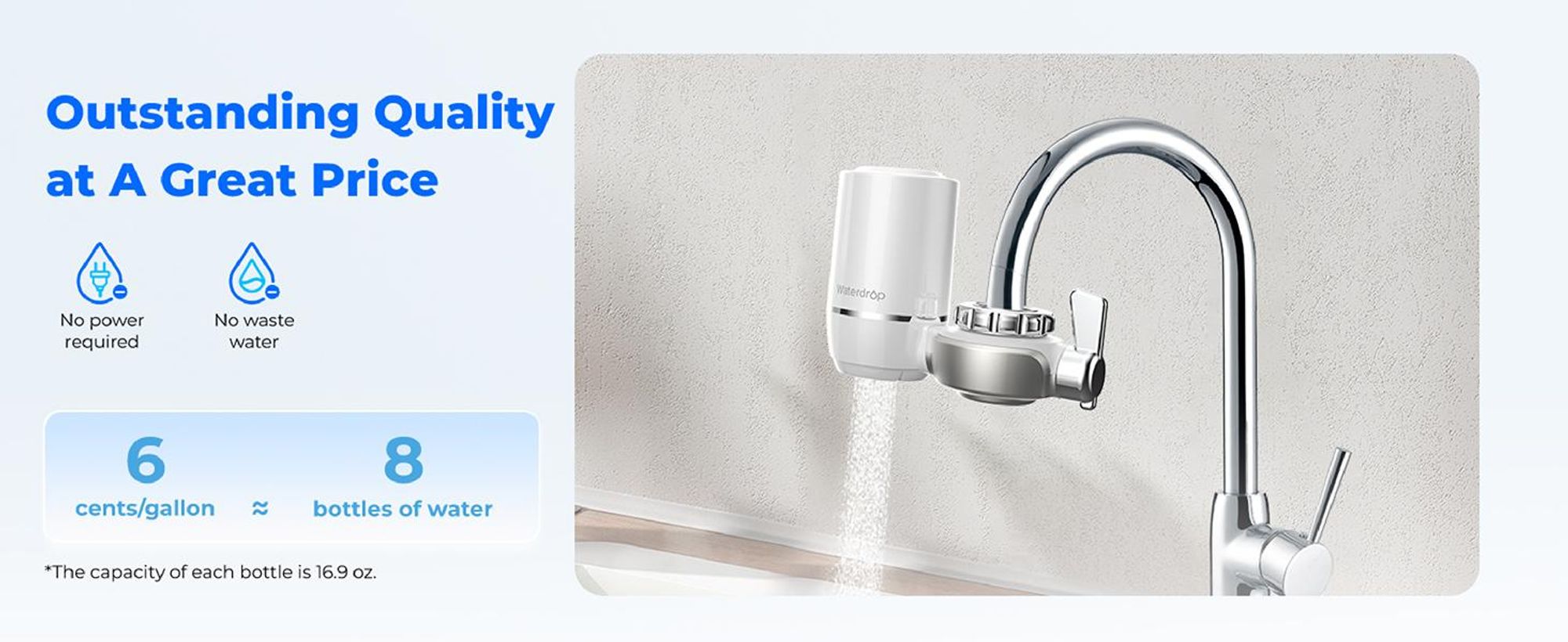 Waterdrop Wasserfilter für Wasserhahn, Leitungswasserfilter, Entfernt Chlor, Schwermetalle und Schlechten Geschmack (1 Filter Enthalten) WD-FC-01