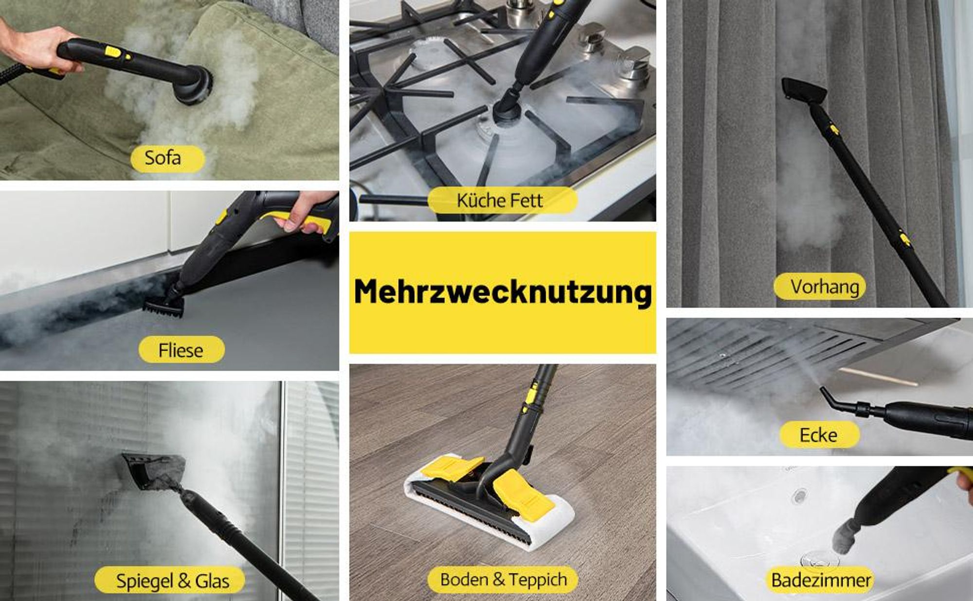 COSTWAY Dampfreiniger 2000W für 108 m², 5 bar Dampfdruck, Temperatur bis 160℃, 1,8L Tank, 8 Min. Aufheizzeit, Dampfgeräte mit 13 Zubehör & Netzkabel