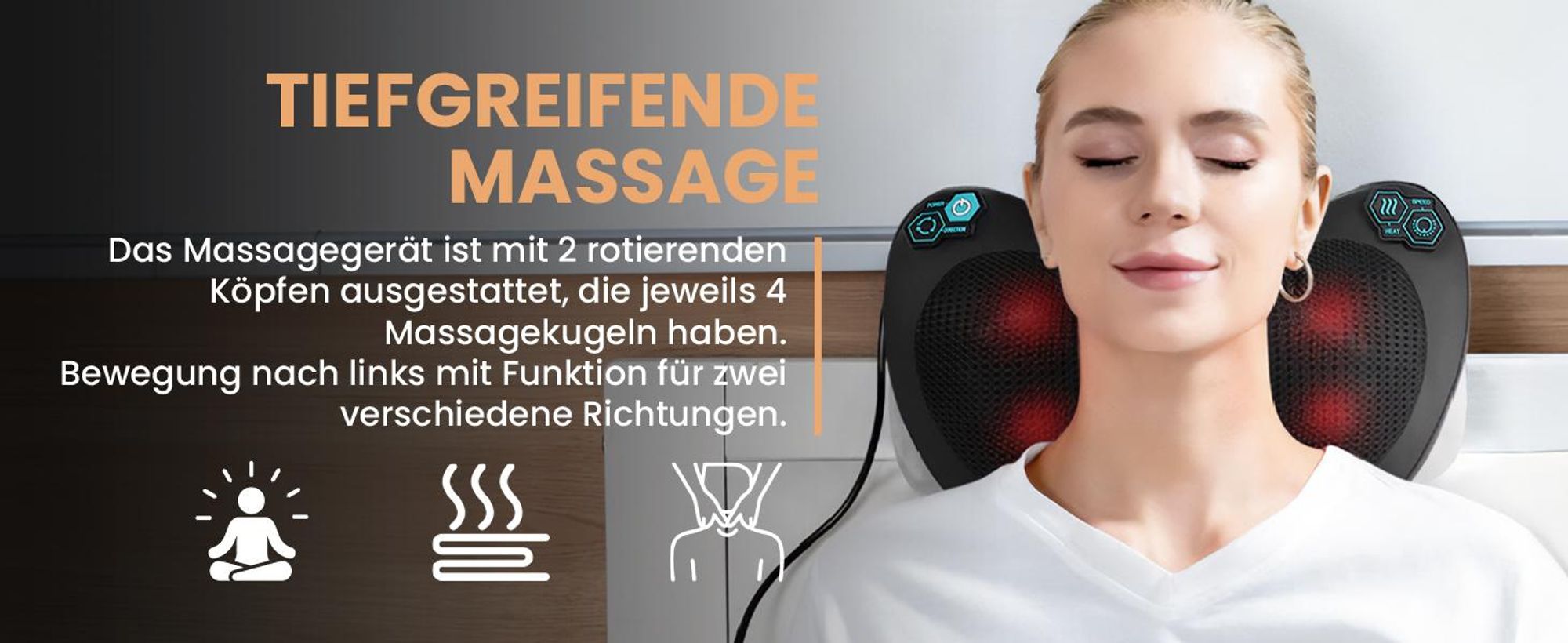 Massagekissen Rücken Nacken Körper Shiatsu wärmende Rückenmassagegerät für Büro Auto