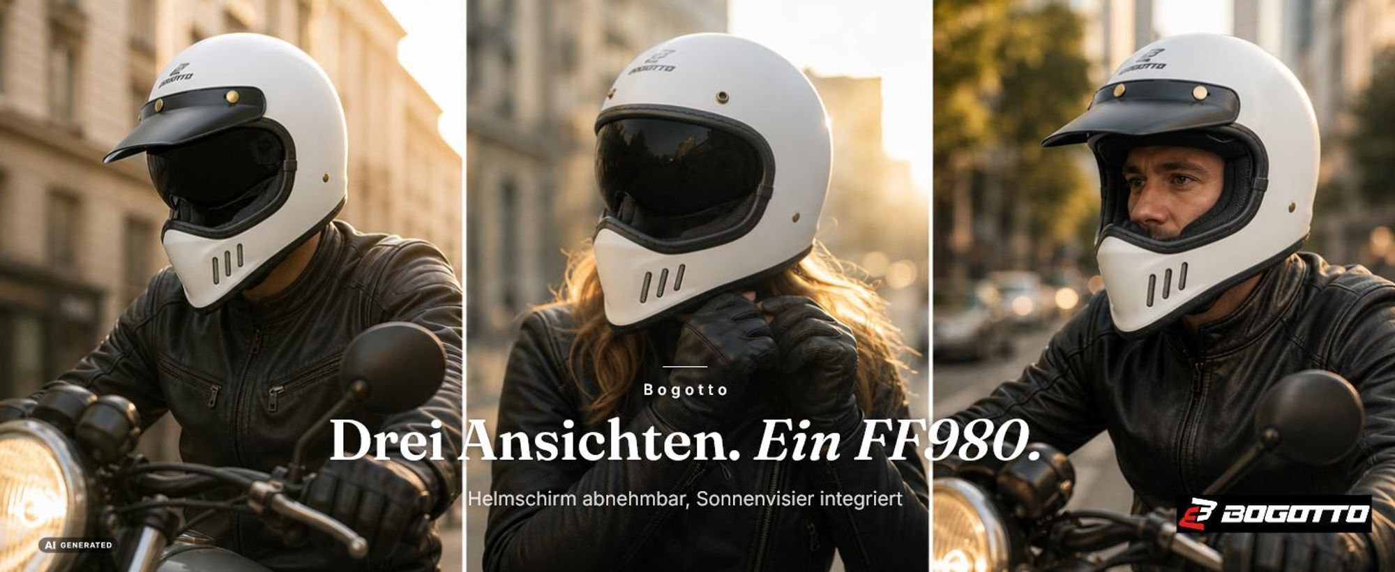 Bogotto FF980 Helm, schwarz matt, XS