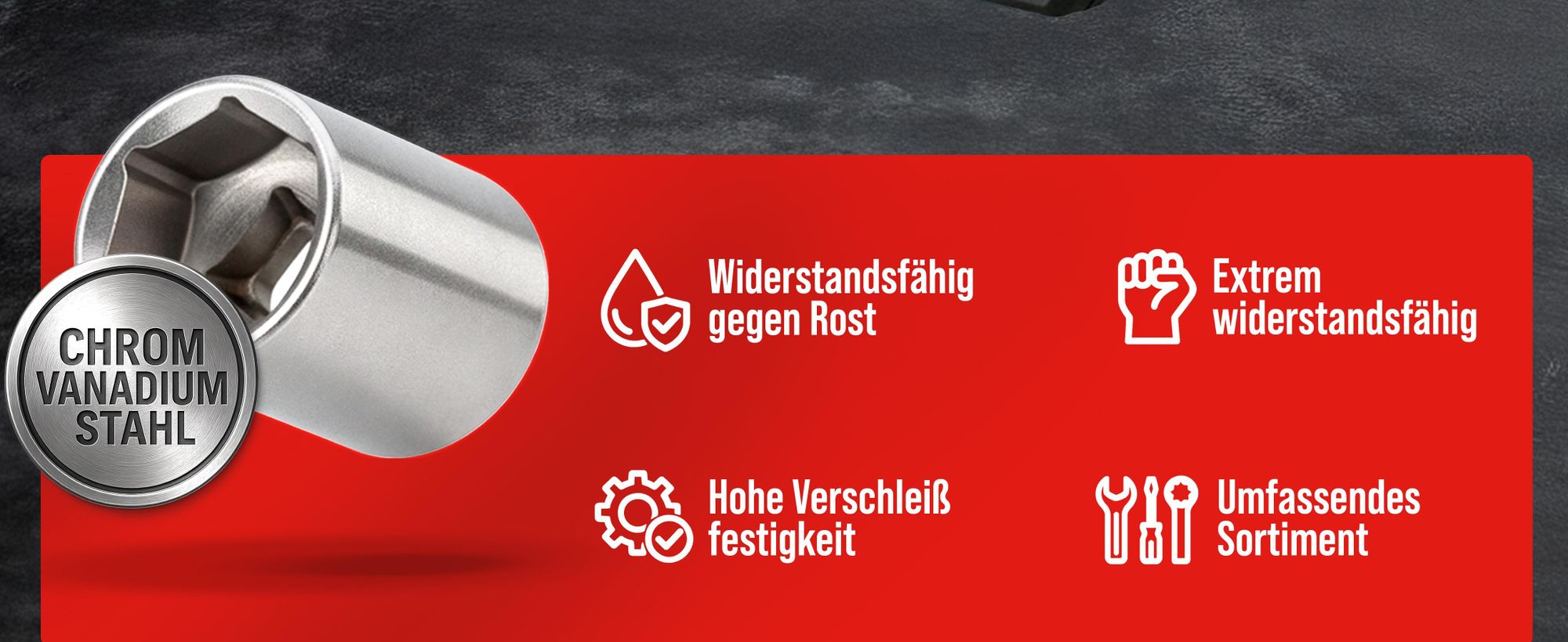 MONZANA® Steckschlüsselsatz 94 tlg. CV-Stahl 1/4" + 1/2" Transportkoffer Nusskasten Knarrenkasten Ratschenkasten