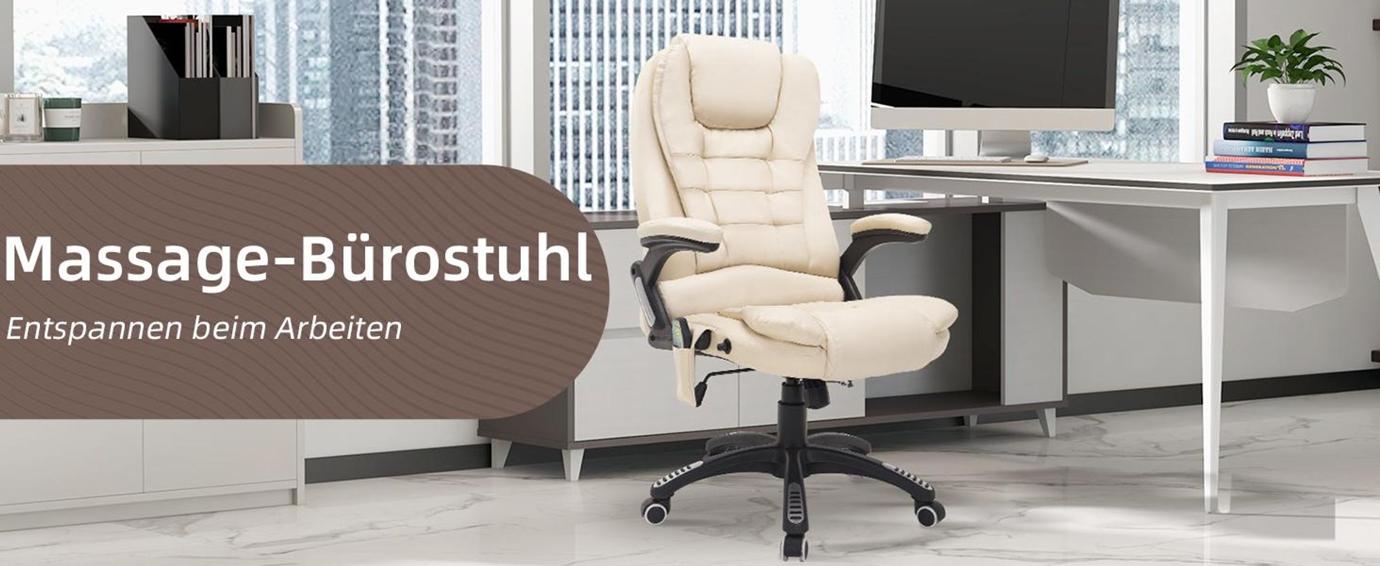 HOMCOM Massagesessel Bürosessel Chefsessel Sessel Drehstuhl mit Wärmefunktion