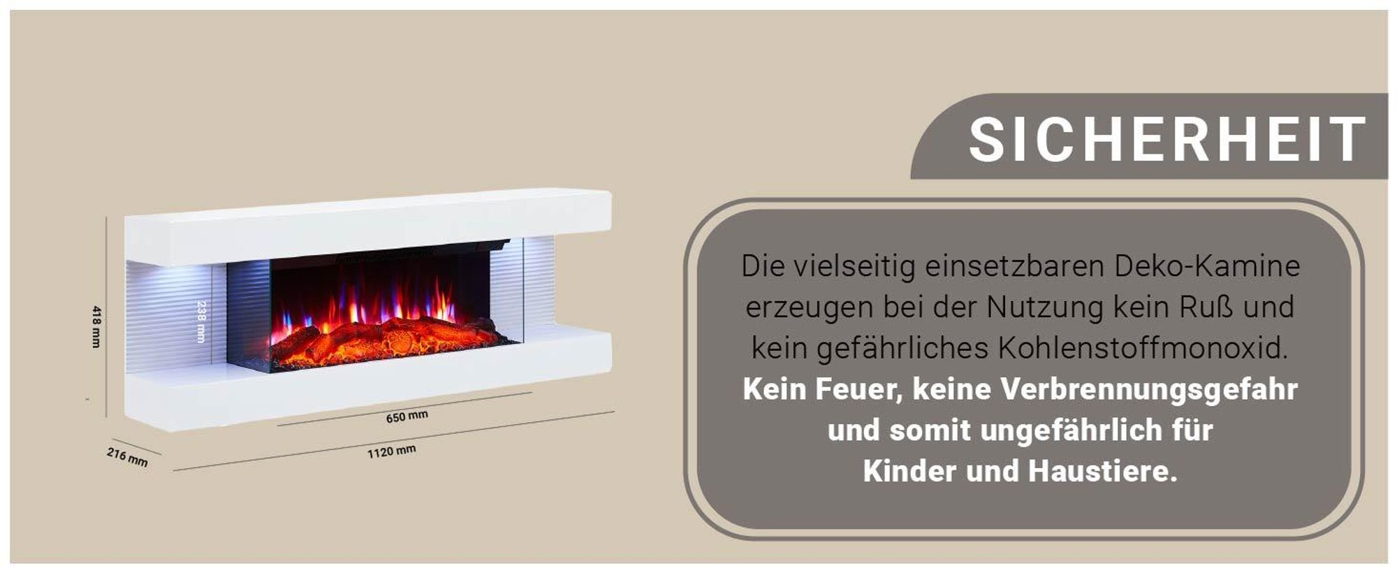Elektrokamin BALDERIA Lumina - Wandkamin - Weiss